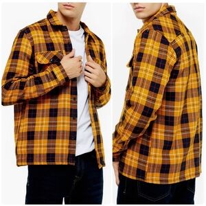 Topman Slim Fit Plaid Button Up Heavy Cotton Twill Overshirt Shirt Jacket
